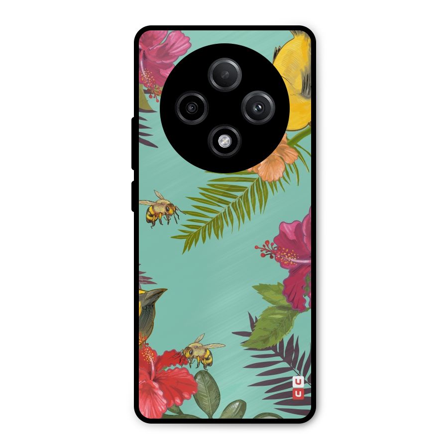 Flower Bird and Bee Metal Back Case for Oppo F27 Pro Plus