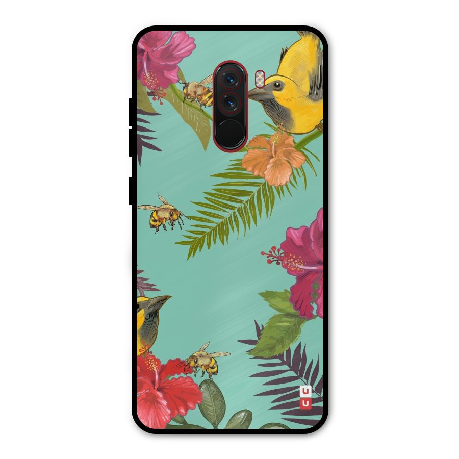 Flower Bird and Bee Metal Back Case for Poco F1