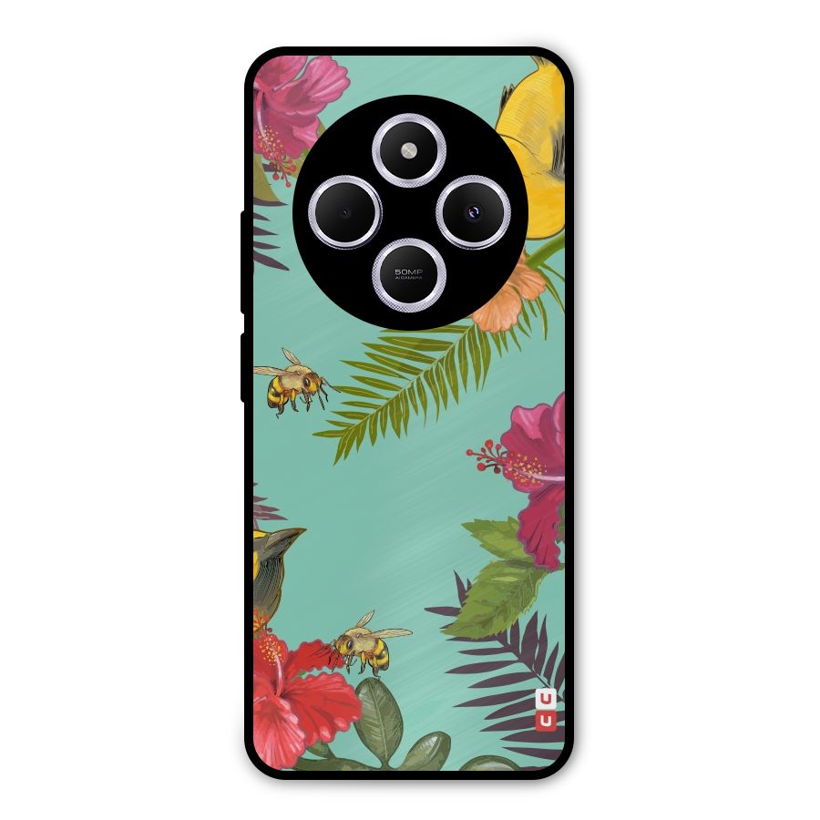 Flower Bird and Bee Metal Back Case for Poco M7