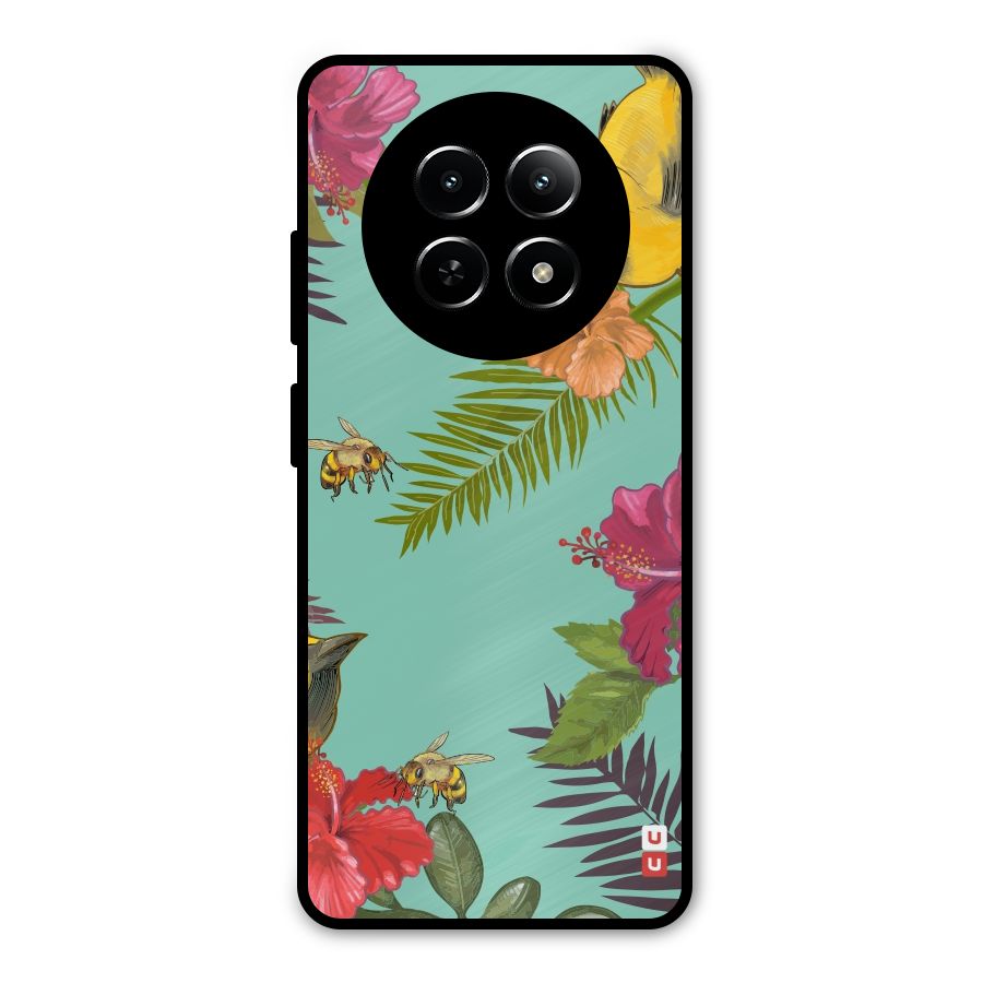Flower Bird and Bee Metal Back Case for Realme 13