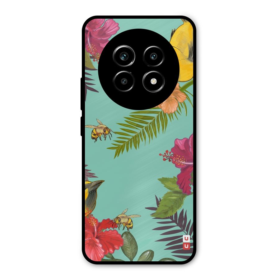 Flower Bird and Bee Metal Back Case for Realme 14 Pro Lite