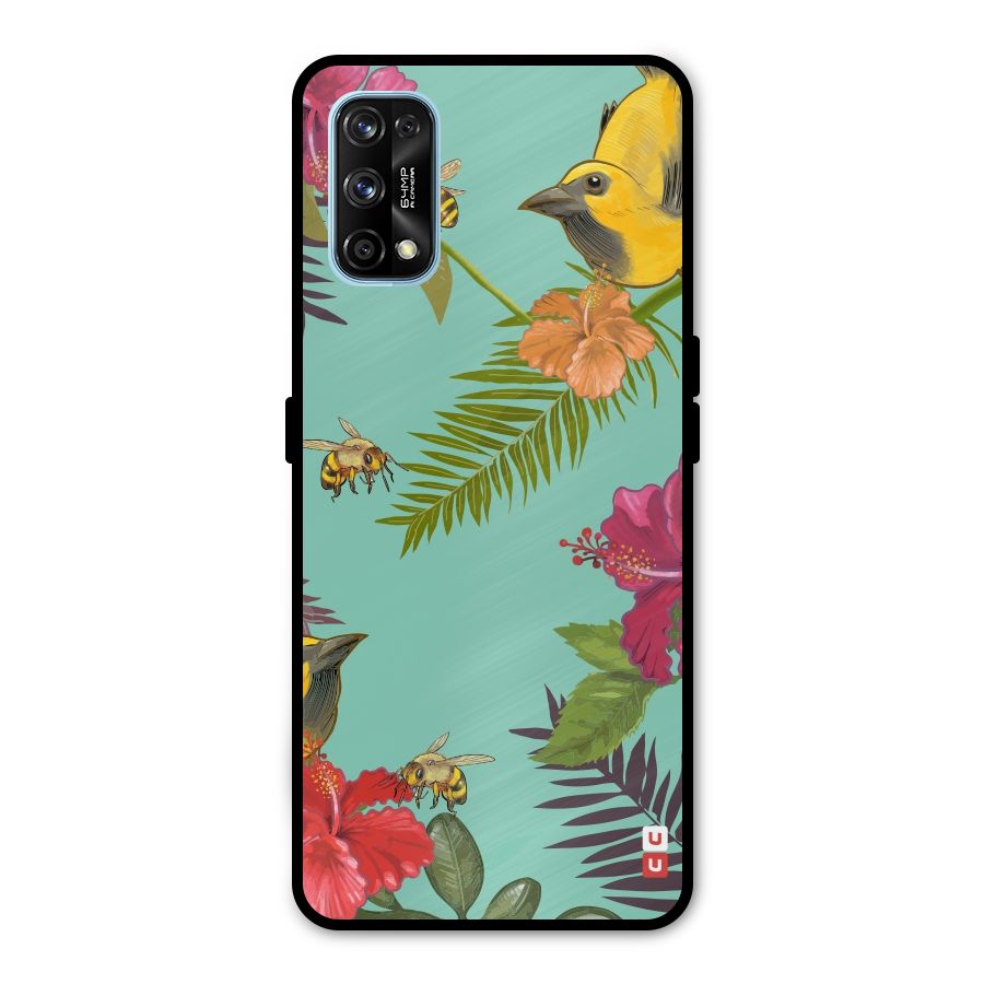 Flower Bird and Bee Metal Back Case for Realme 7 Pro