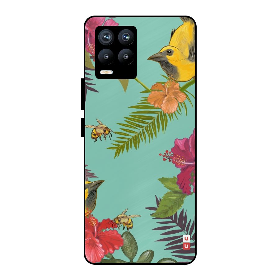 Flower Bird and Bee Metal Back Case for Realme 8 Pro