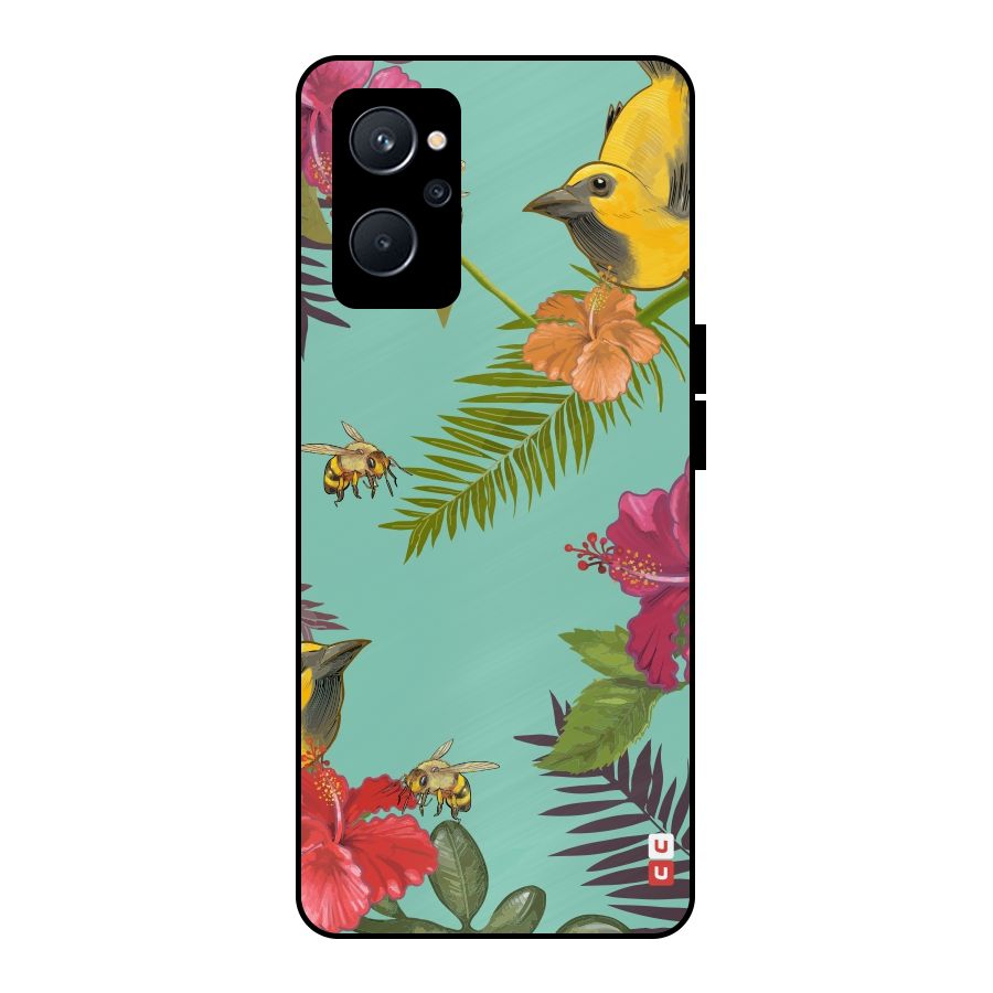 Flower Bird and Bee Metal Back Case for Realme 9i 5G