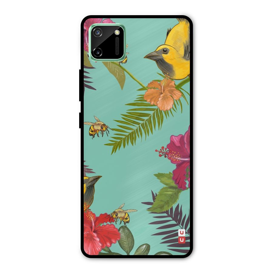 Flower Bird and Bee Metal Back Case for Realme C11