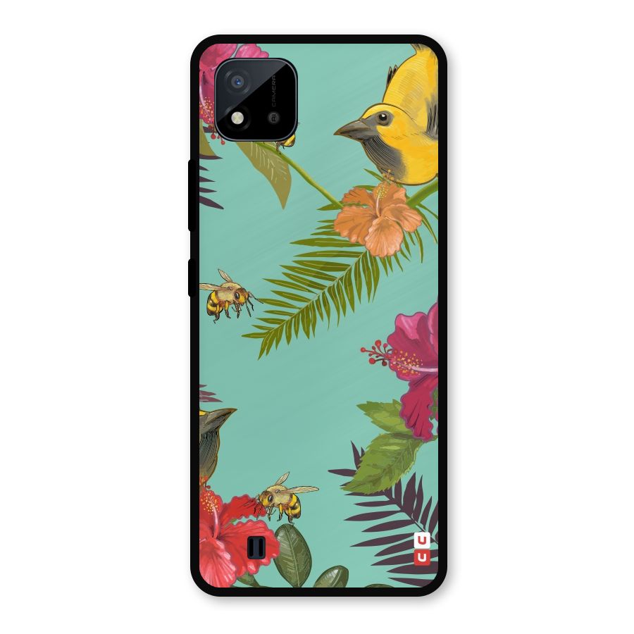 Flower Bird and Bee Metal Back Case for Realme C11 2021