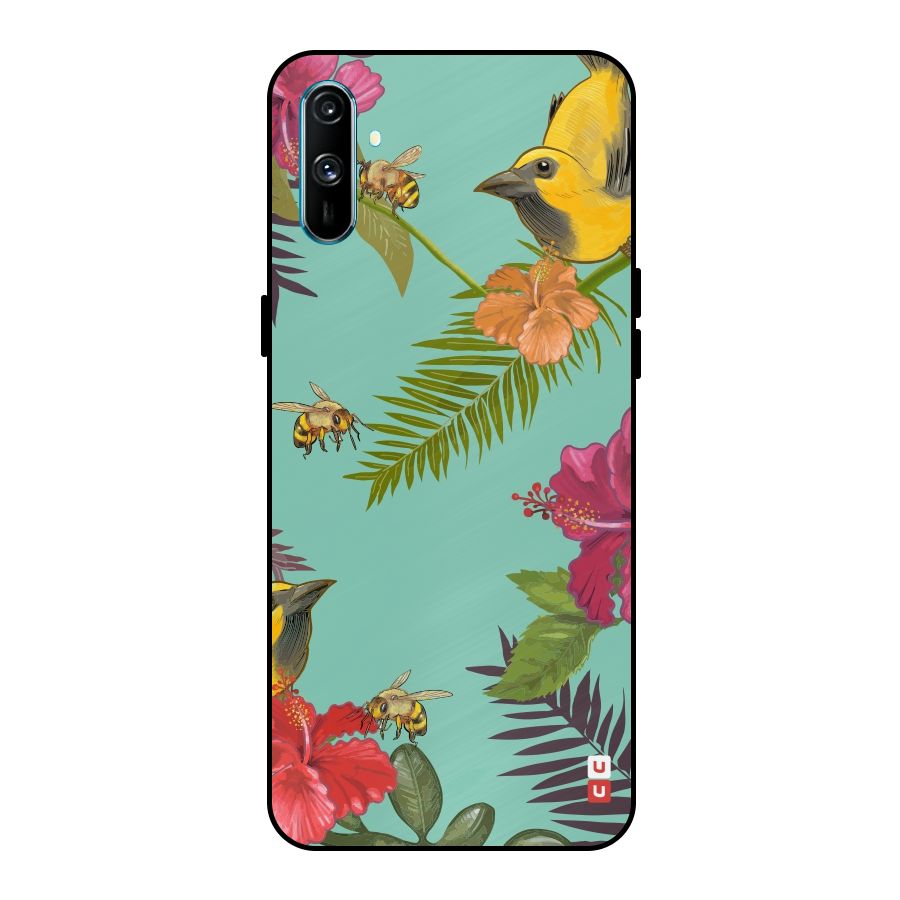 Flower Bird and Bee Metal Back Case for Realme C3