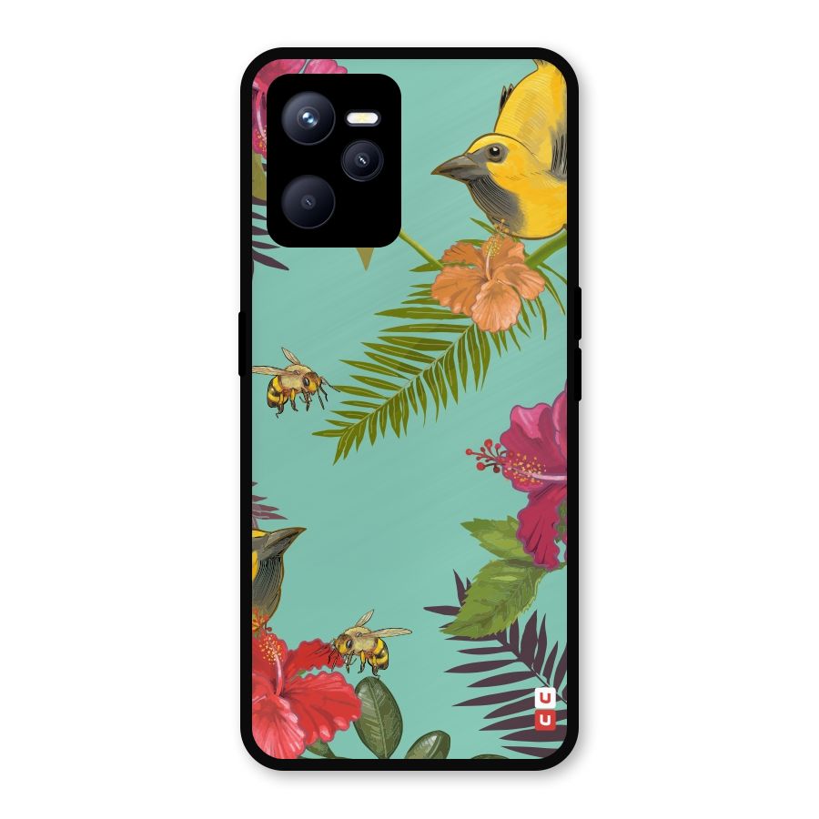 Flower Bird and Bee Metal Back Case for Realme C35