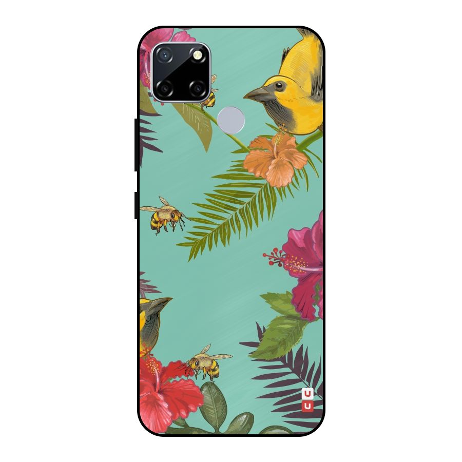 Flower Bird and Bee Metal Back Case for Realme Narzo 20