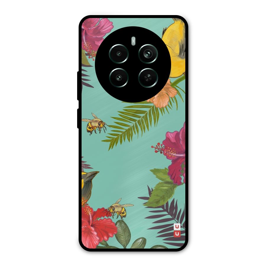 Flower Bird and Bee Metal Back Case for Realme Narzo 70 Pro