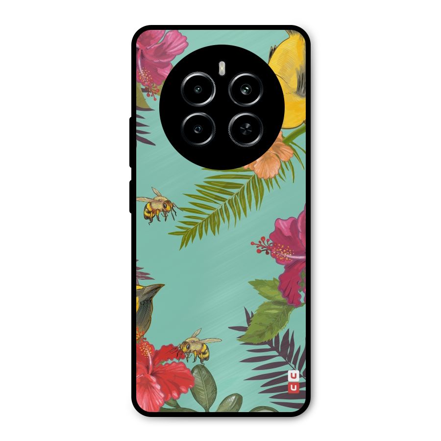 Flower Bird and Bee Metal Back Case for Realme P1
