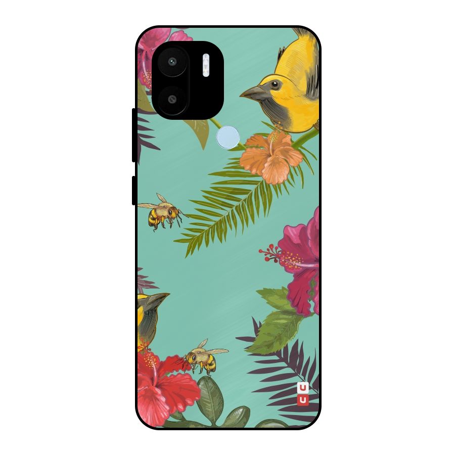 Flower Bird and Bee Metal Back Case for Redmi A2+