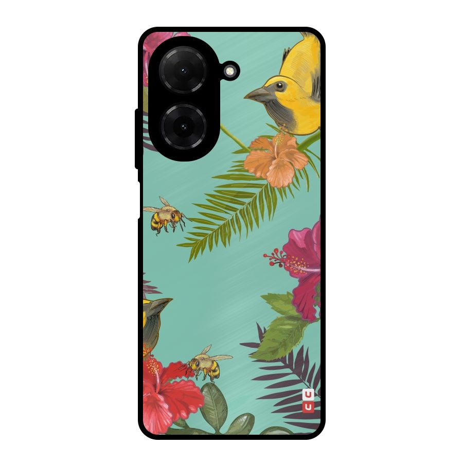 Flower Bird and Bee Metal Back Case for Redmi A5 4G