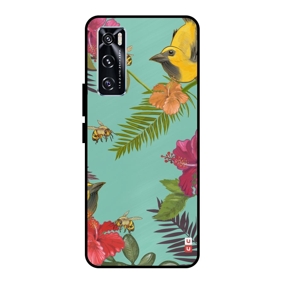 Flower Bird and Bee Metal Back Case for Vivo V20 SE