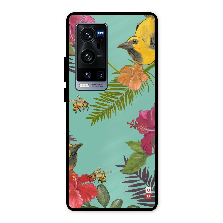 Flower Bird and Bee Metal Back Case for Vivo X60 Pro Plus