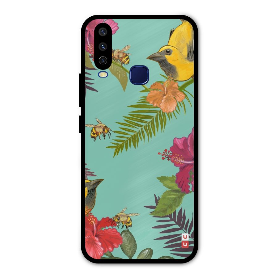 Flower Bird and Bee Metal Back Case for Vivo Y15