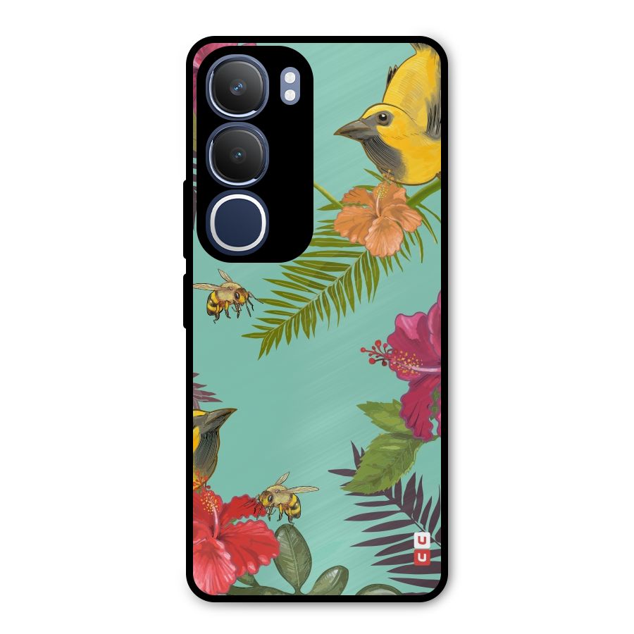 Flower Bird and Bee Metal Back Case for Vivo Y29