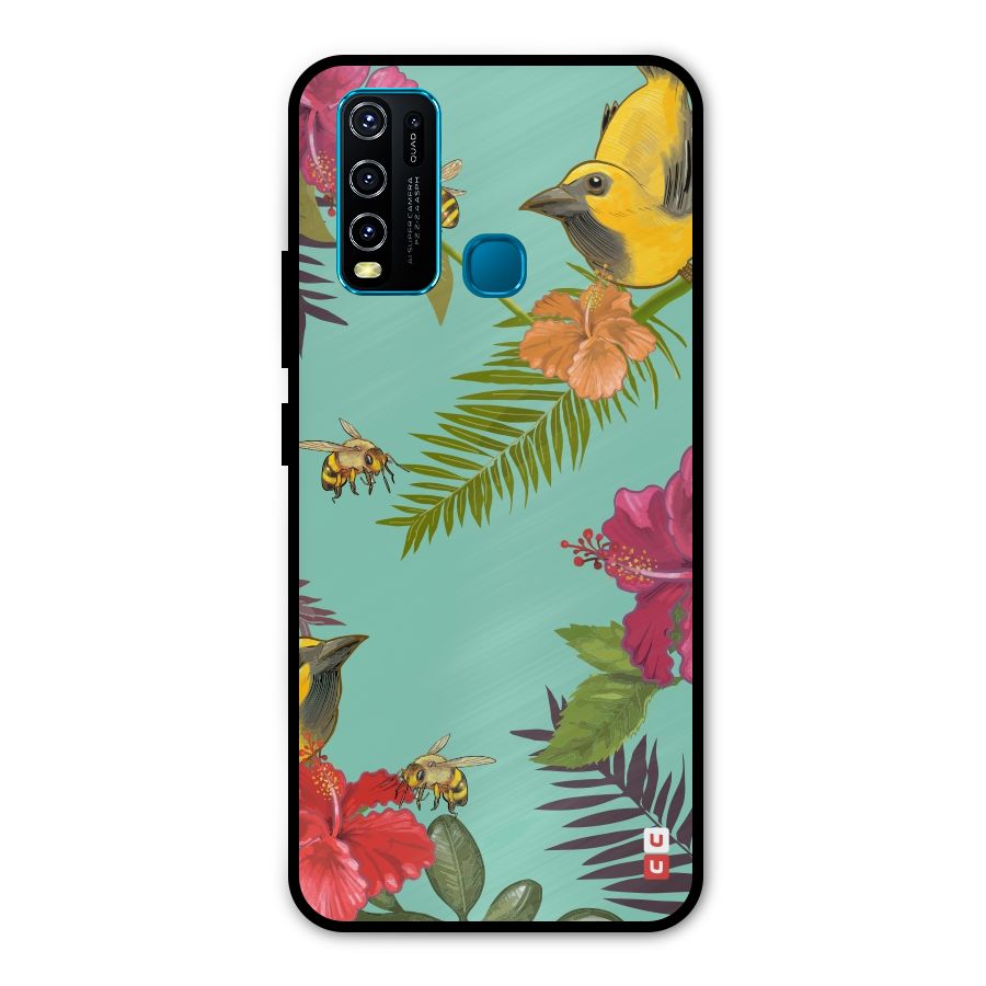 Flower Bird and Bee Metal Back Case for Vivo Y30