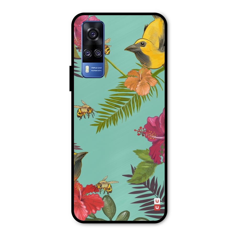 Flower Bird and Bee Metal Back Case for Vivo Y31