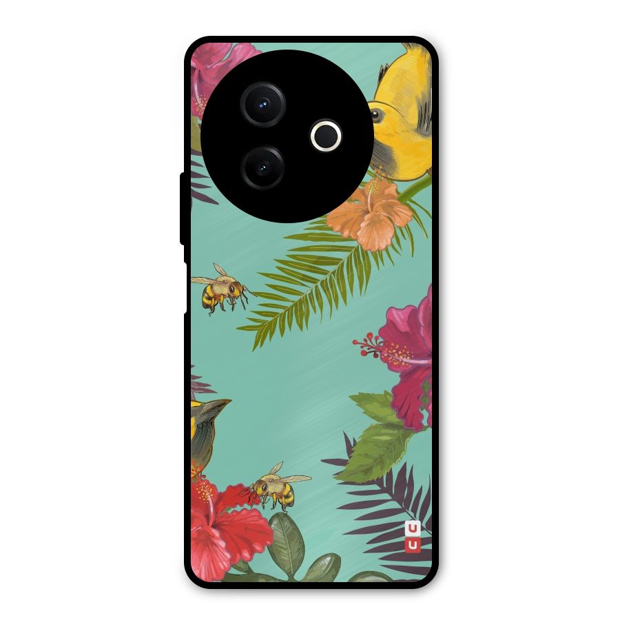 Flower Bird and Bee Metal Back Case for Vivo Y39