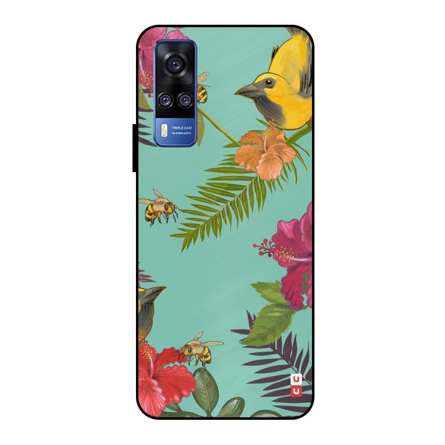 Flower Bird and Bee Metal Back Case for Vivo Y51