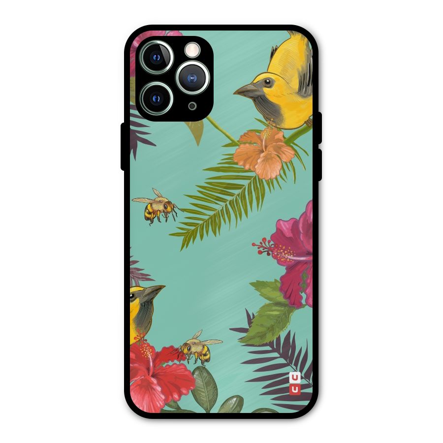 Flower Bird and Bee Metal Back Case for iPhone 11 Pro Max