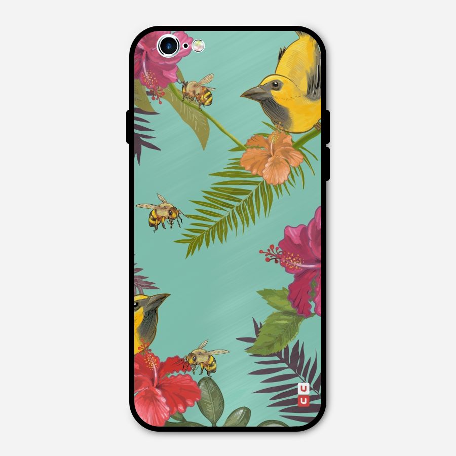 Flower Bird and Bee Metal Back Case for iPhone 6 6s
