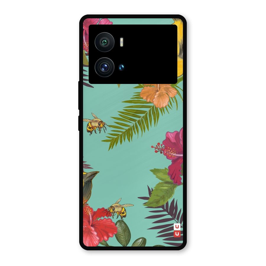 Flower Bird and Bee Metal Back Case for iQOO 9 Pro