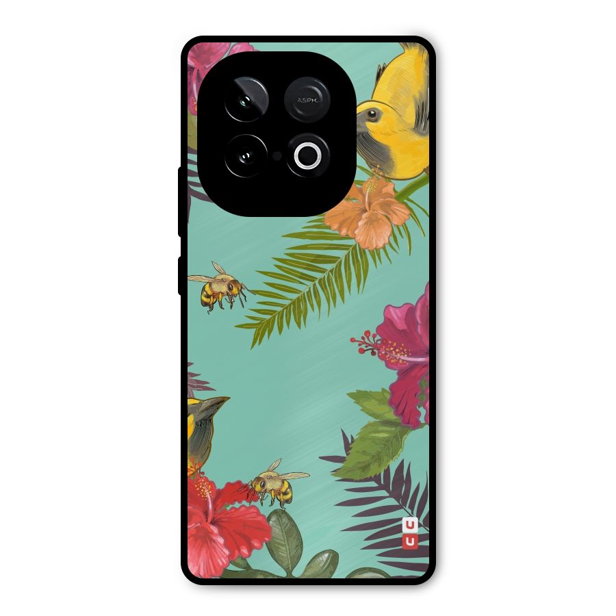 Flower Bird and Bee Metal Back Case for iQOO Neo 10