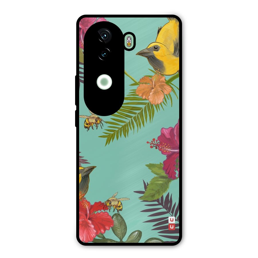 Flower Bird and Bee Metal Back Case for iQOO Z9s