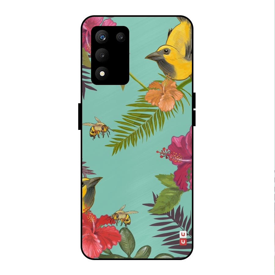 Flower Bird and Bee Metal Back Case for realme 9 5G SE