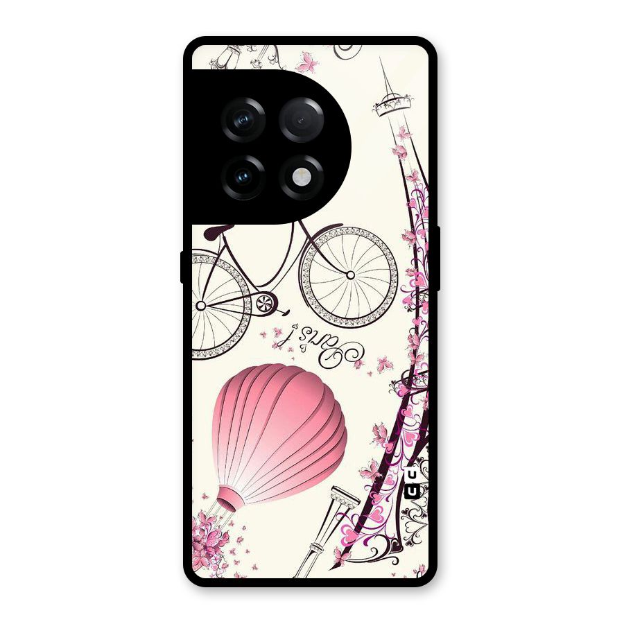 Flower Clipart Design Glass Back Case for OnePlus 11R