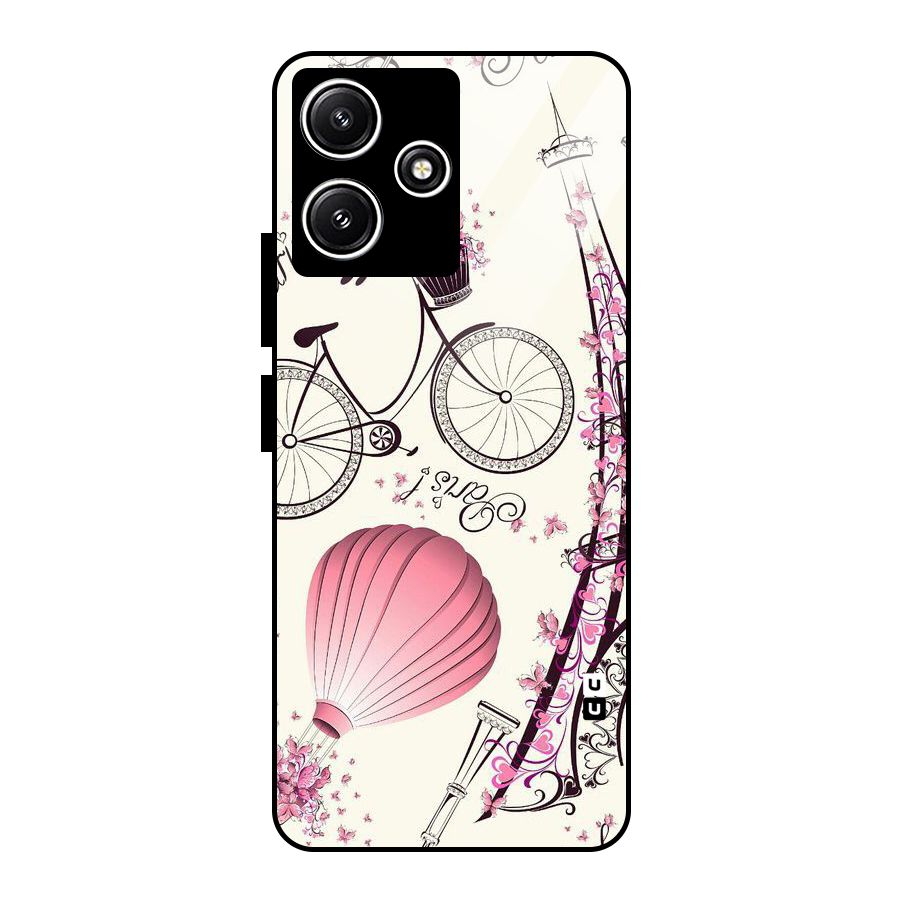 Flower Clipart Design Glass Back Case for Redmi 12 5G