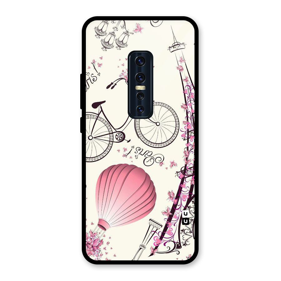 Flower Clipart Design Glass Back Case for Vivo V17 Pro