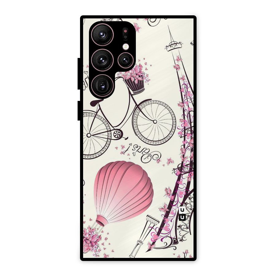 Flower Clipart Design Metal Back Case for Galaxy S22 Ultra 5G