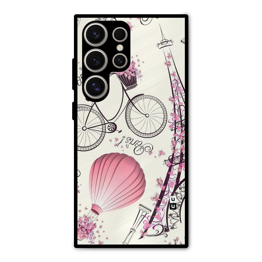 Flower Clipart Design Metal Back Case for Galaxy S24 Ultra