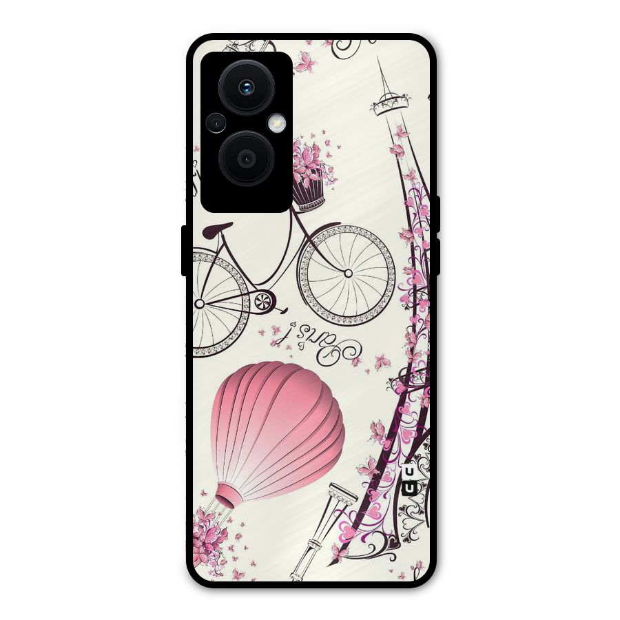 Flower Clipart Design Metal Back Case for Oppo F21 Pro 5G