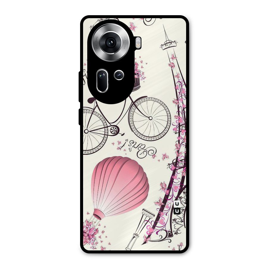 Flower Clipart Design Metal Back Case for Oppo Reno11 5G