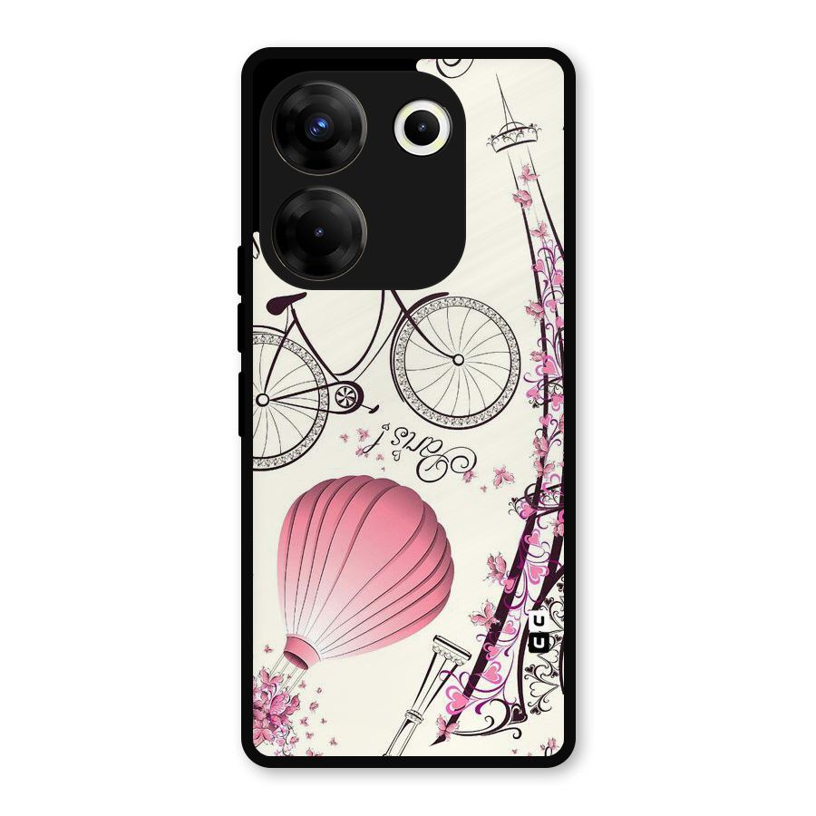 Flower Clipart Design Metal Back Case for Tecno Camon 20 Pro