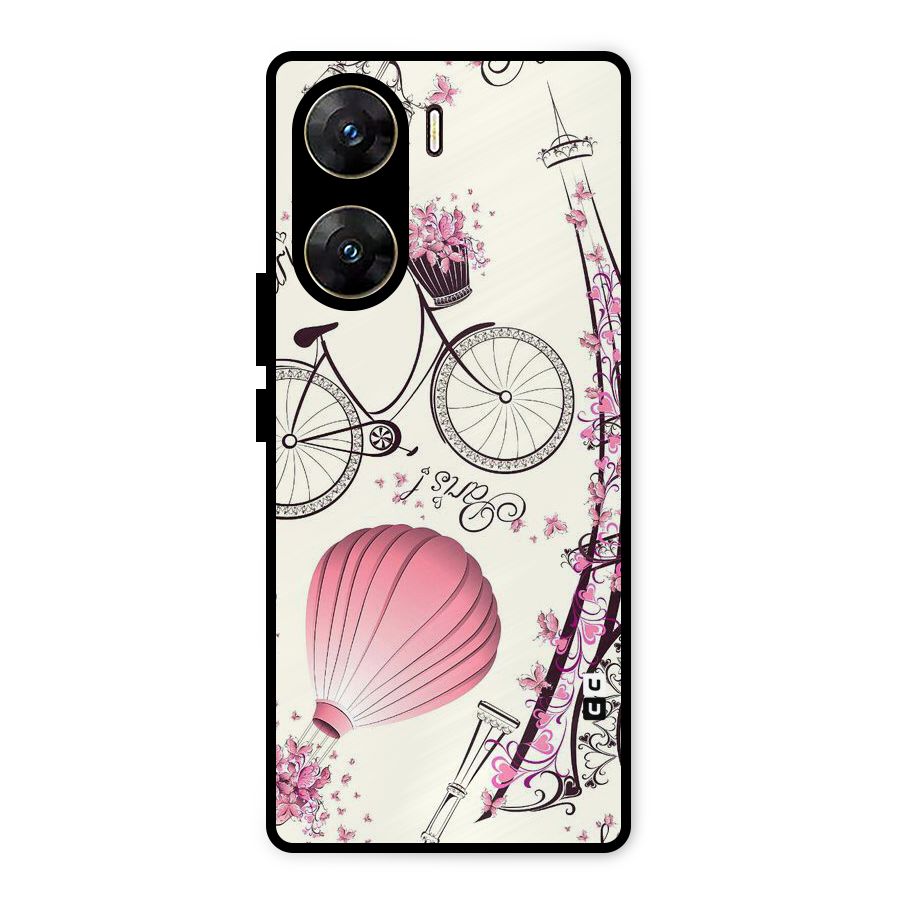Flower Clipart Design Metal Back Case for Vivo V29e