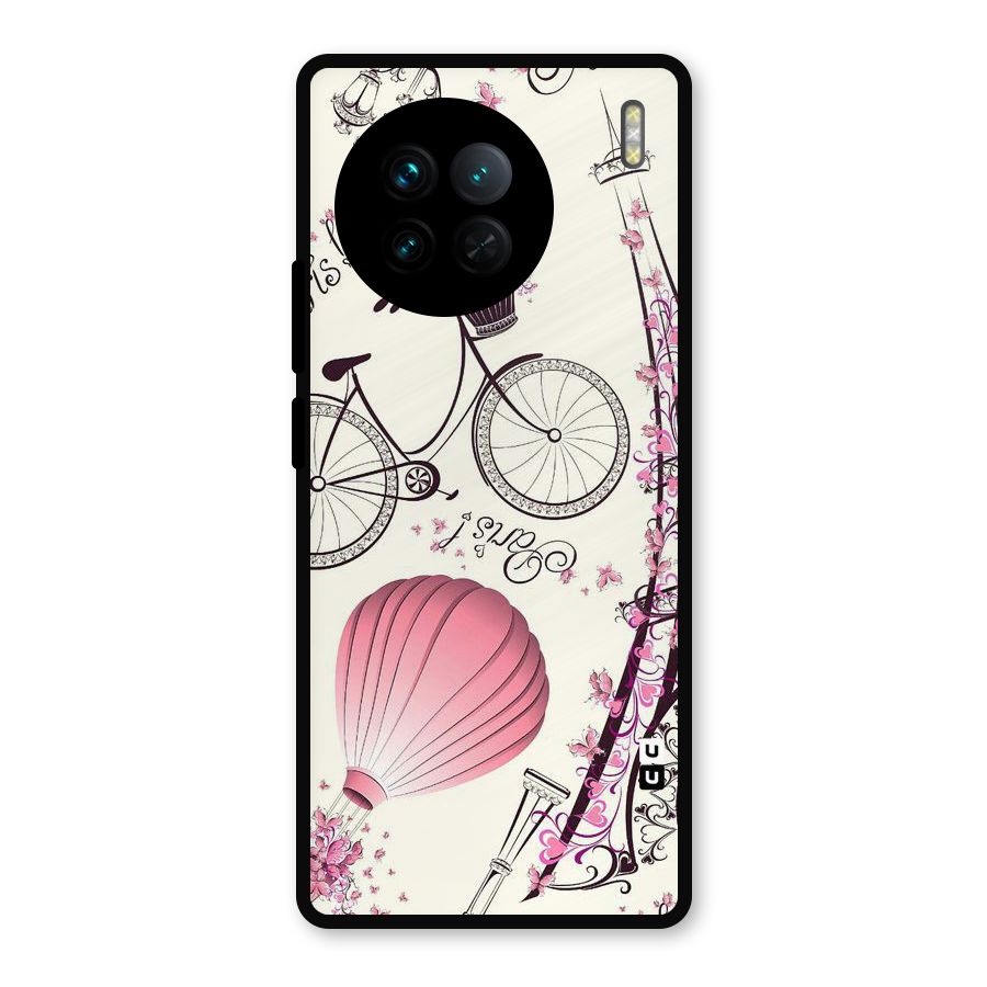 Flower Clipart Design Metal Back Case for Vivo X90