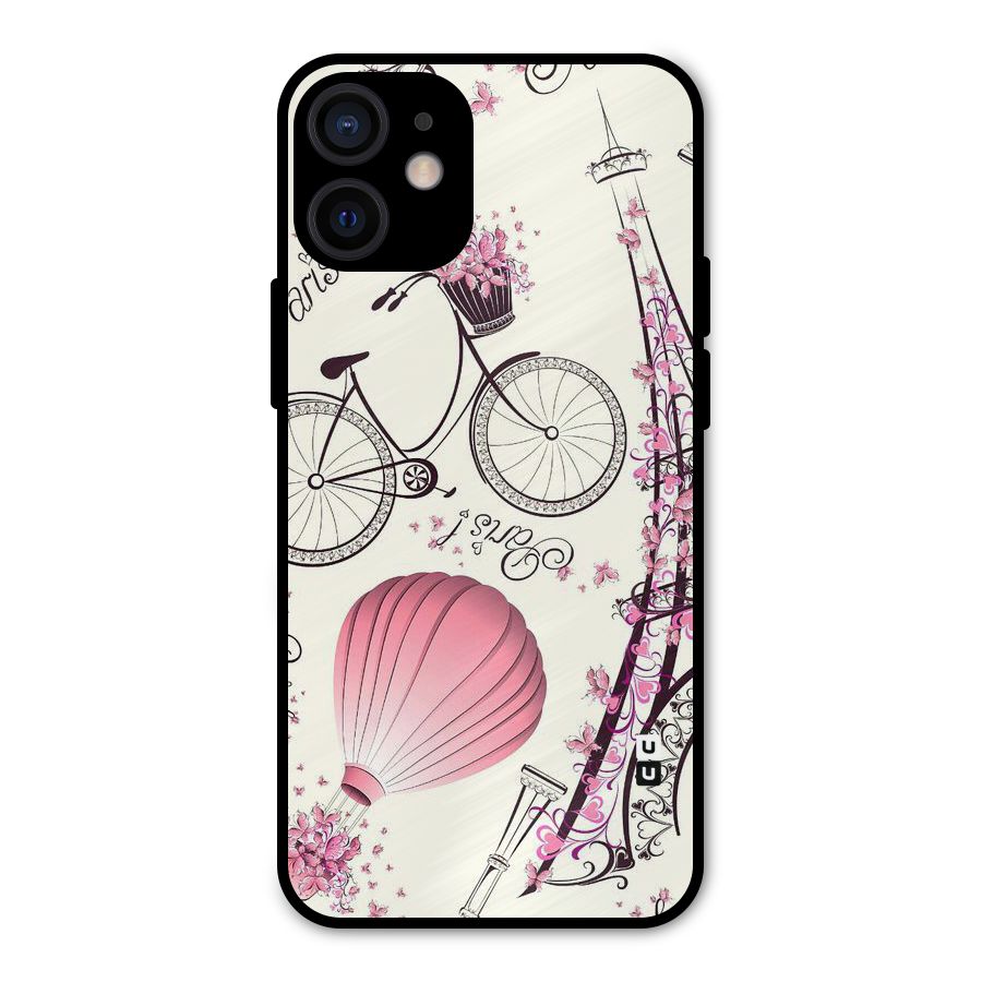 Flower Clipart Design Metal Back Case for iPhone 12 Mini