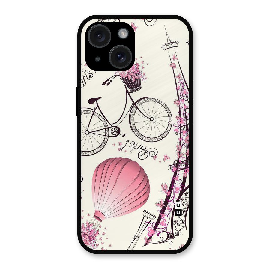 Flower Clipart Design Metal Back Case for iPhone 15