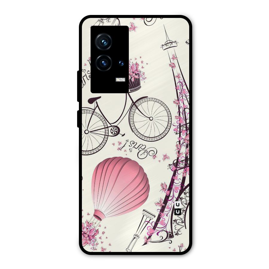 Flower Clipart Design Metal Back Case for iQOO 9 5G