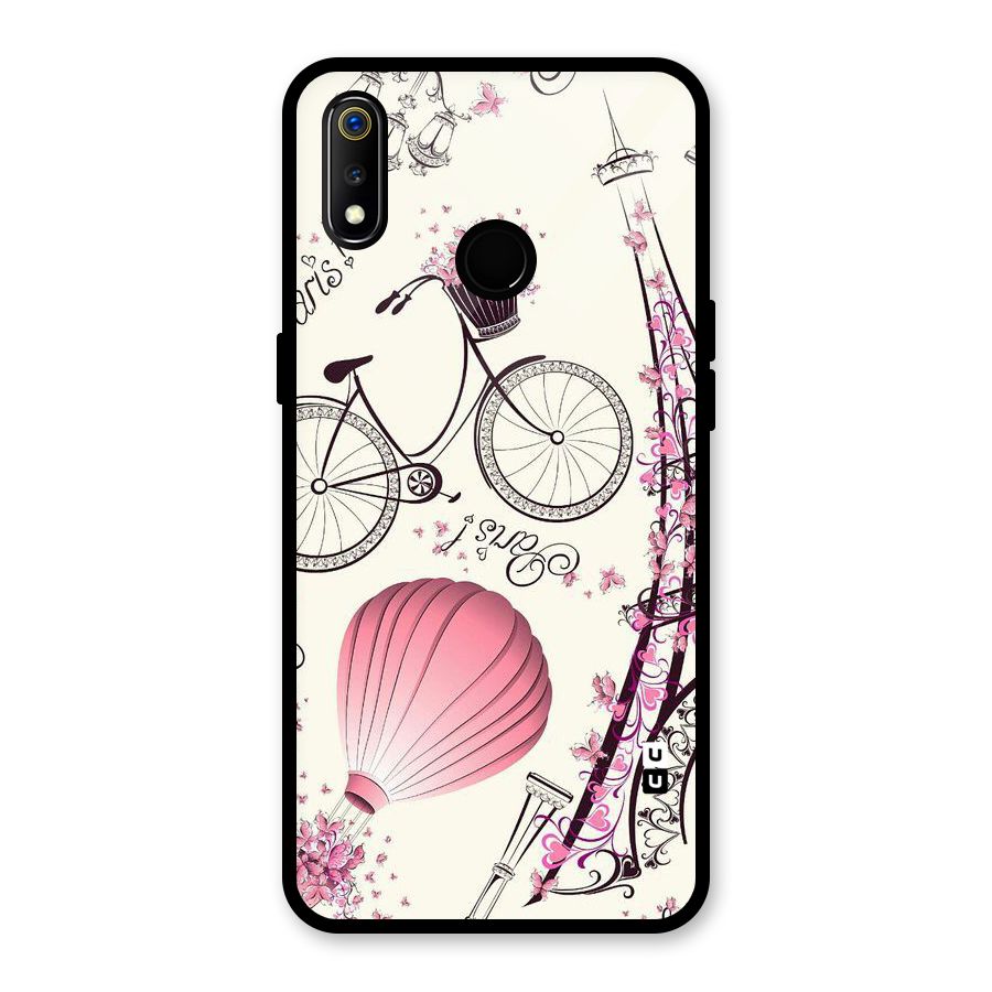 Flower Clipart Glass Back Case for Realme 3