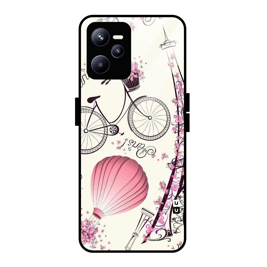 Flower Clipart Glass Back Case for Realme C35