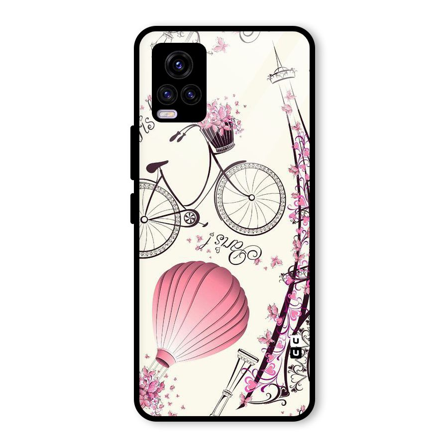 Flower Clipart Glass Back Case for Vivo V20 2021