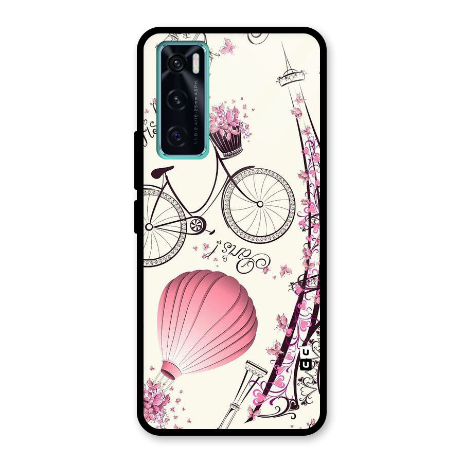 Flower Clipart Glass Back Case for Vivo V20 SE