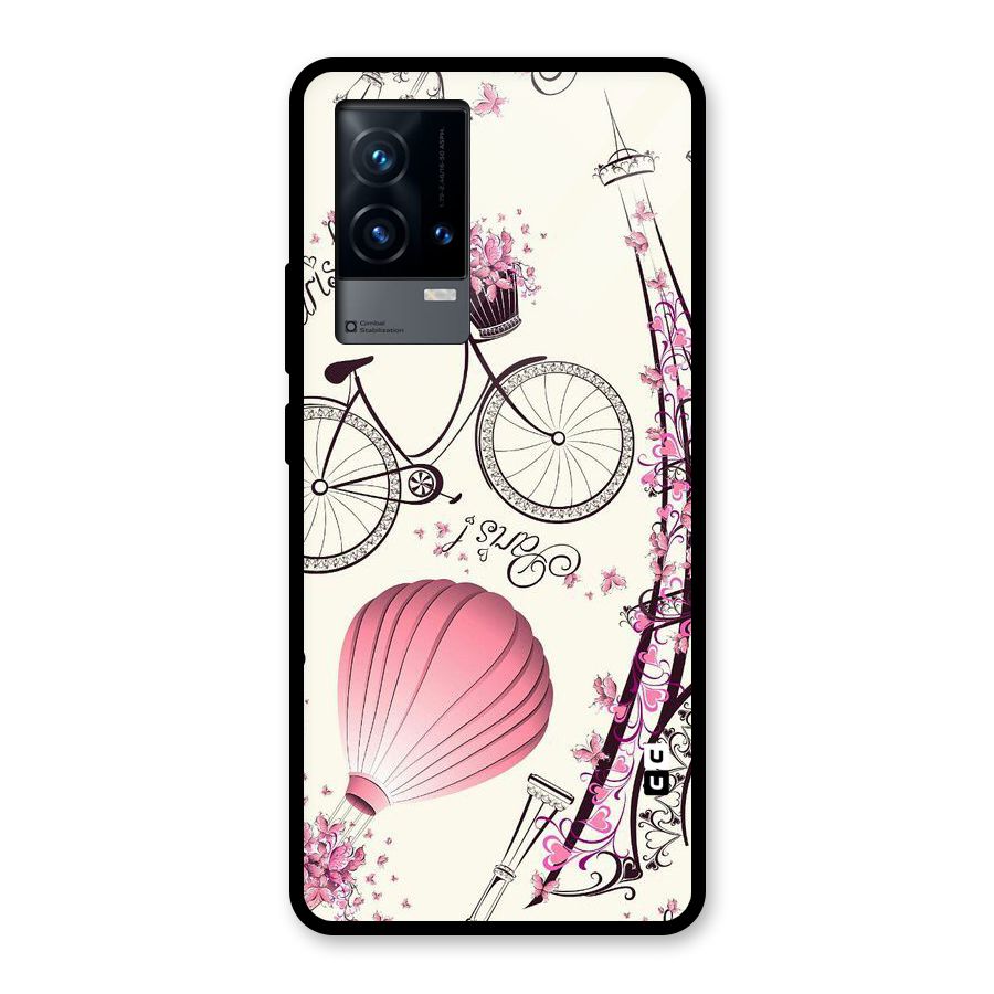 Flower Clipart Glass Back Case for iQOO 9 5G