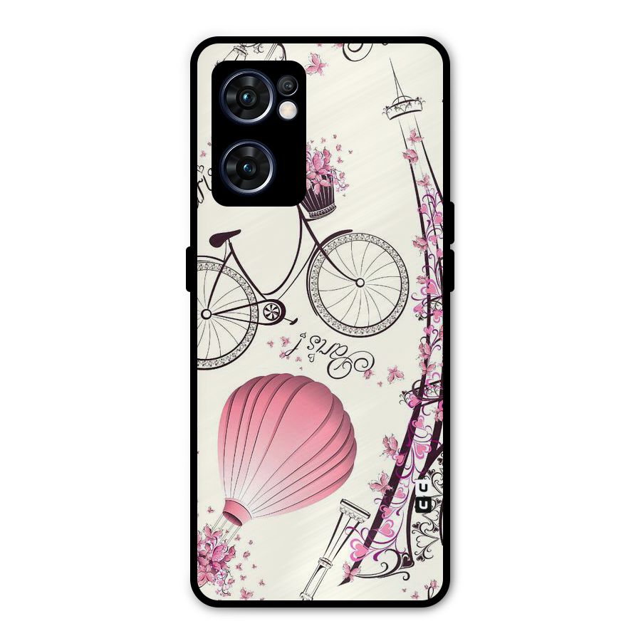Flower Clipart Metal Back Case for Oppo Reno7 5G